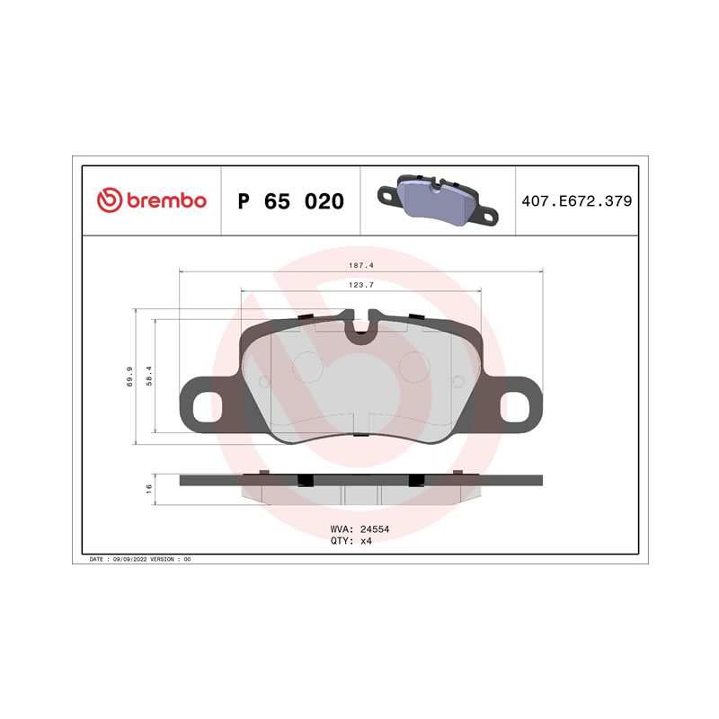 BREMBO Brake pad PORSCHE 911, PANAMERA 97035294905