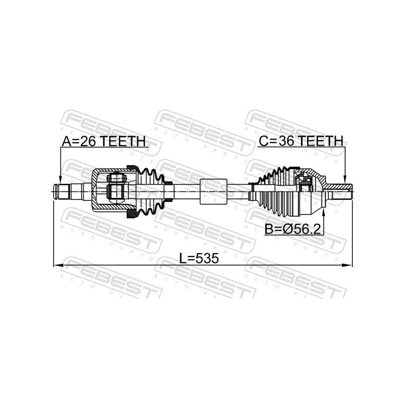 VOLVO Front Left Driveshaft FEBEST 2714S40LH