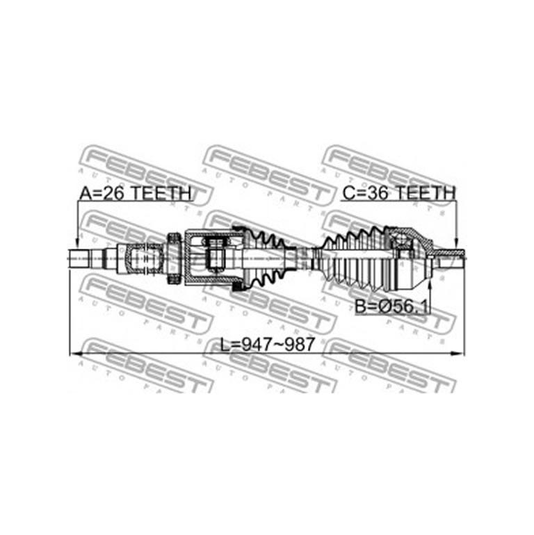 VOLVO Drive Shaft FEBEST 2714S40RH